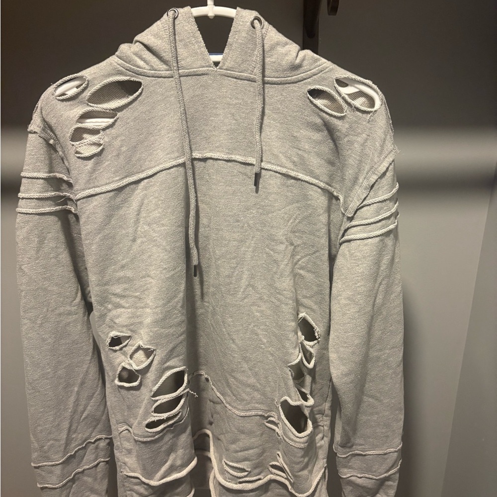 Distressed Gray Hoodie